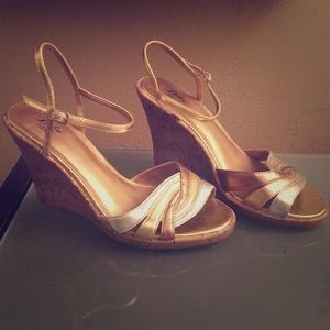 Cork Strappy Wedges